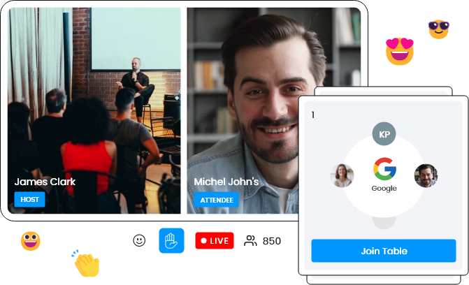 Images of people with a button labeled 'Join Table'