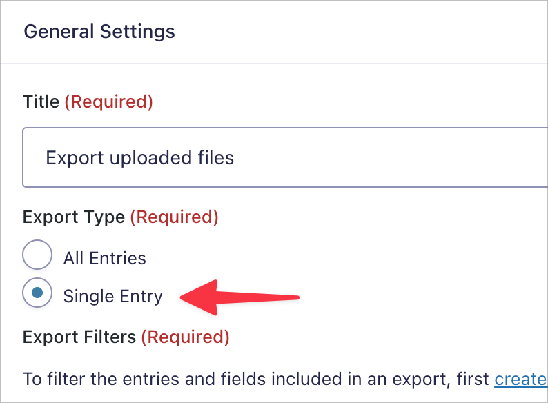 A Radio Button labeled 'Single Entry'