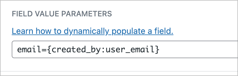 An input box titled 'Field value parameters'.