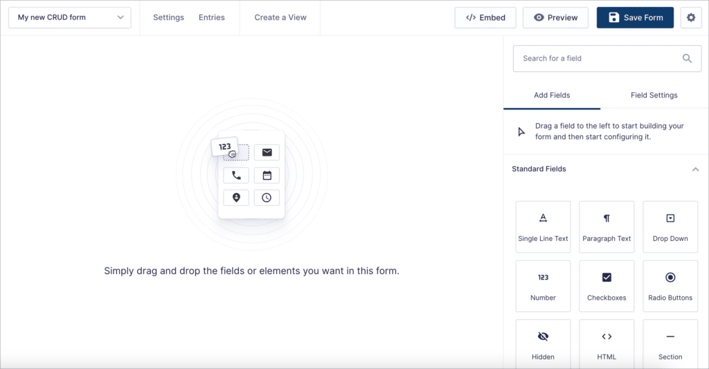The Gravity Forms visual editor