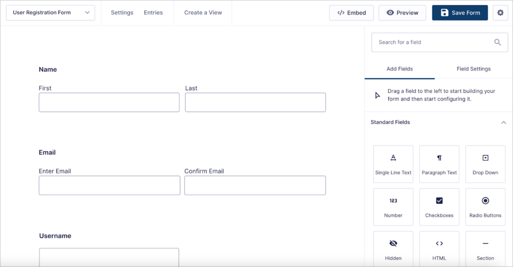 The Gravity Forms editor