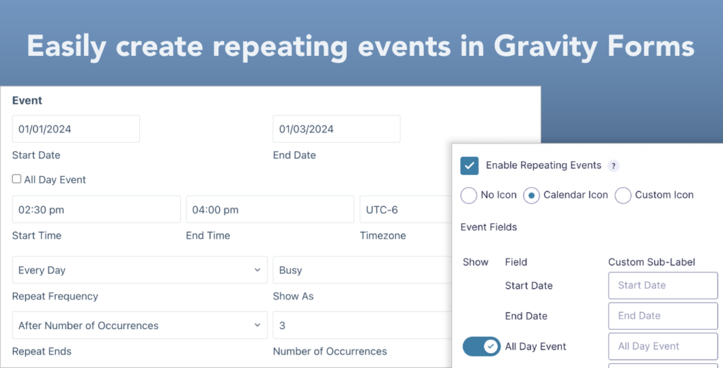 Easily create repeating events in Gravity Forms