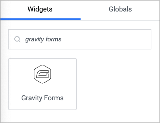 The 'Gravity Forms' widget in the Elementor widget picker