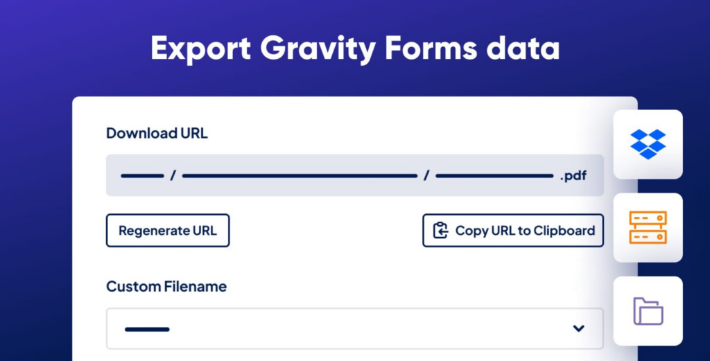 The GravityExport product card; it reads: 'Export Gravity Forms data'.
