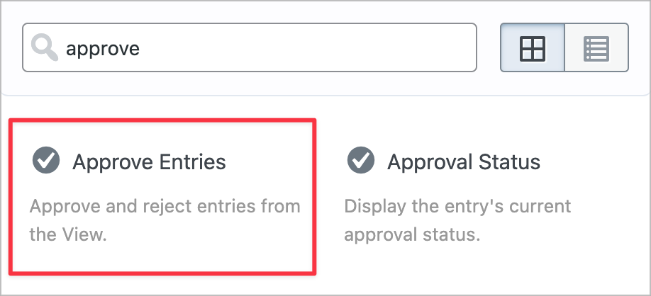 The 'Approve Entries' field in GravityView