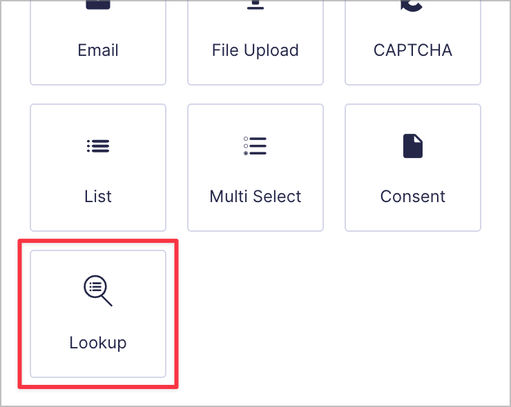 The 'Lookup' field in the Gravity Forms field picker