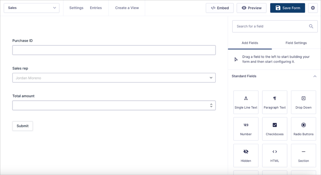 The Gravity Forms visual form builder