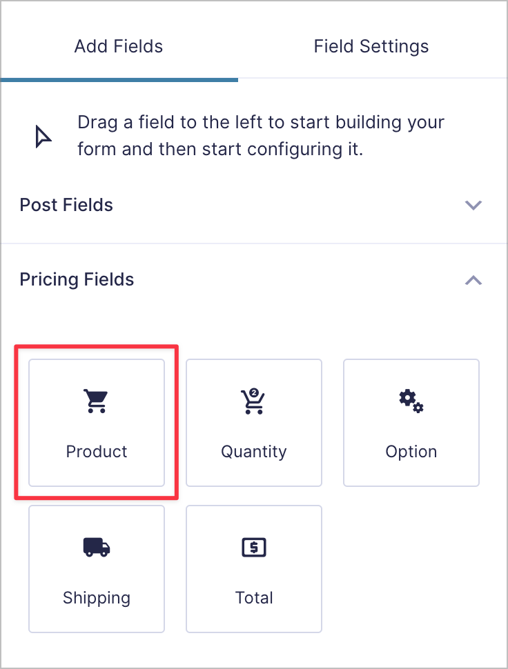The Gravity Forms Product field