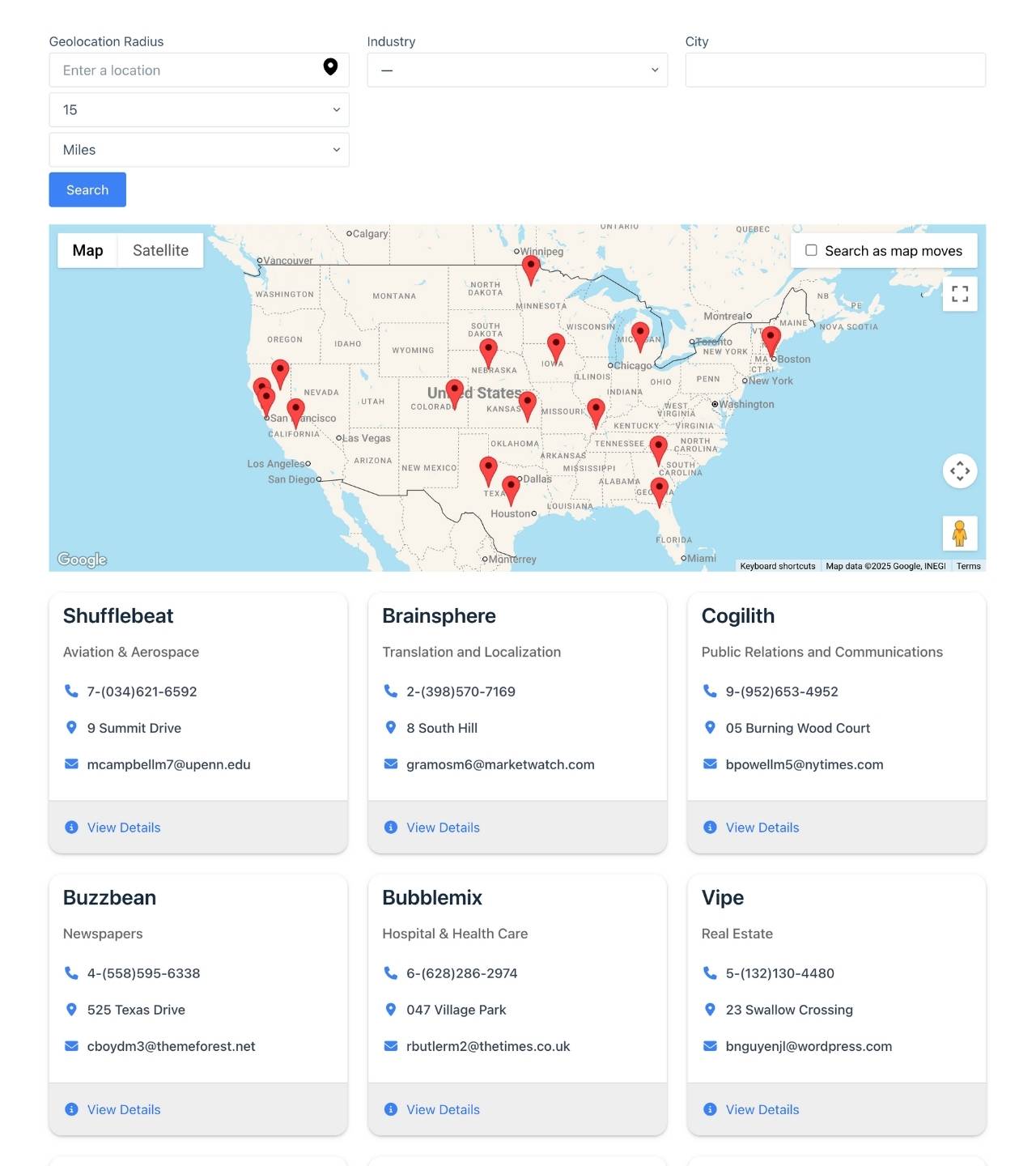 Directory with a map