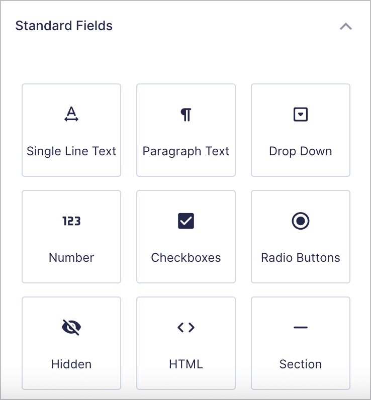 Gravity Forms Standard Fields