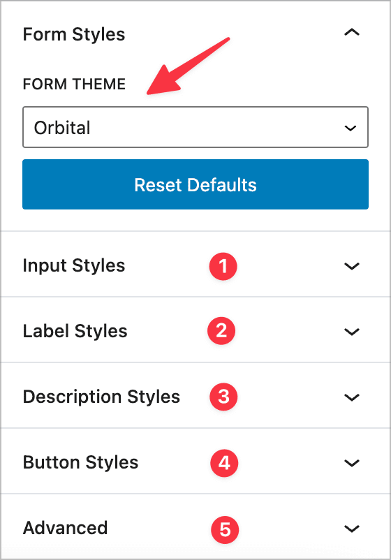 The Gravity Forms styles in the block editor